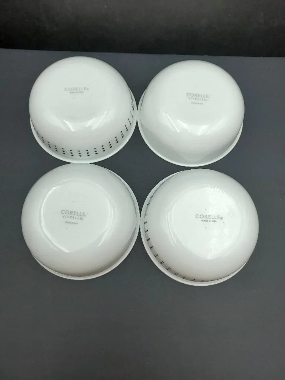 Corelle Bayside Dots Black Cereal Bowls Corning Winter Frost White Soup Bowls